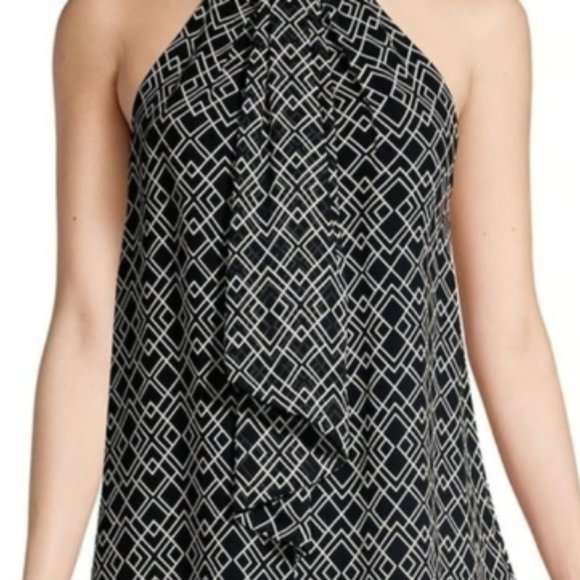 Joie Tops - NWOT Joie Halterneck with Tie Black/White Geometric Print Sleeveless Small Top